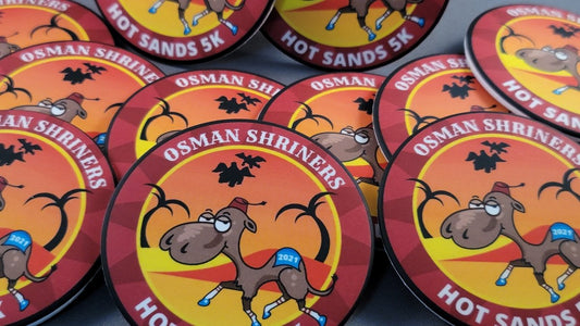 Custom Osman Shriners Hot Sands 5k 3" Buttons - BluSparkle