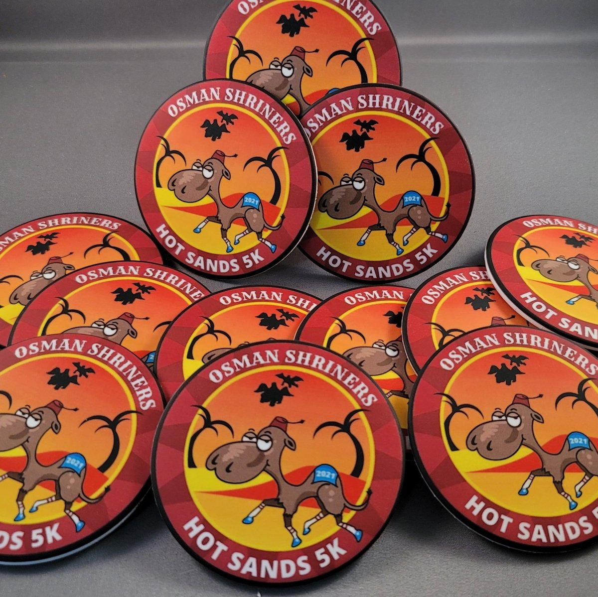 Custom Osman Shriners Hot Sands 5k 3" Buttons - BluSparkle