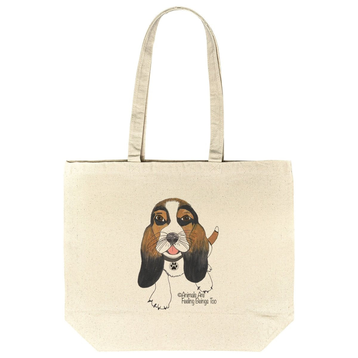 Dog Wagging Tail Rounded Canvas Tote Bag - BluSparkle