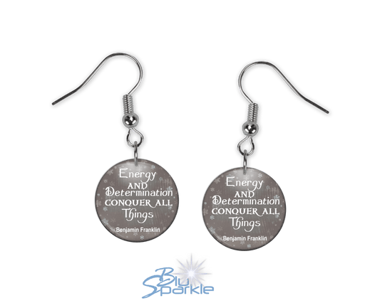 Energy And Determination Conquer All Things - Earrings - BluSparkle