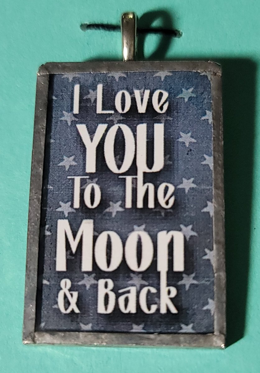 I Love You To The Moon & Back Handmade Stained - Glass Pendant - BluSparkle