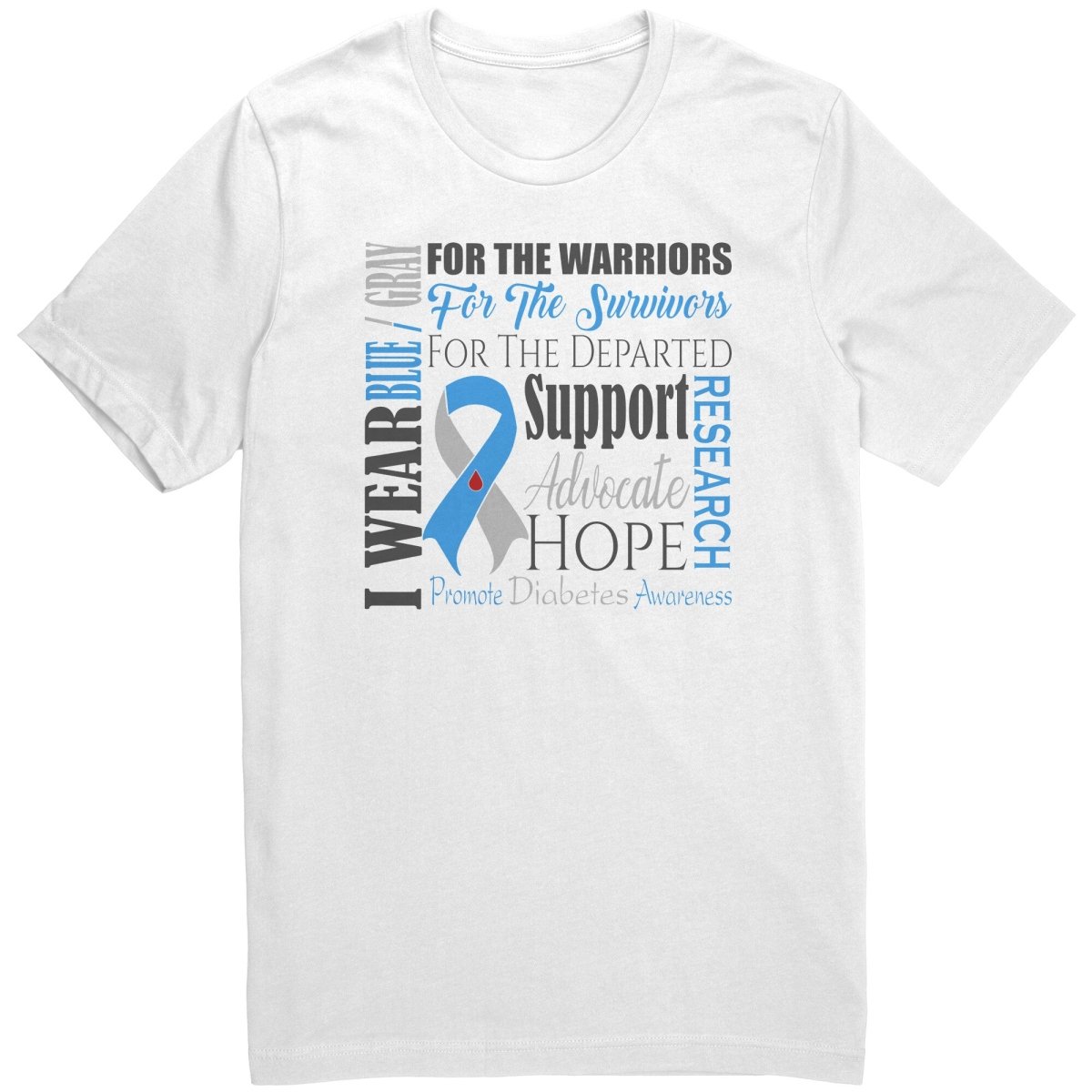 I Wear Blue & Gray for Diabetes Awareness T-Shirt, Hoodie, Tank - BluSparkle