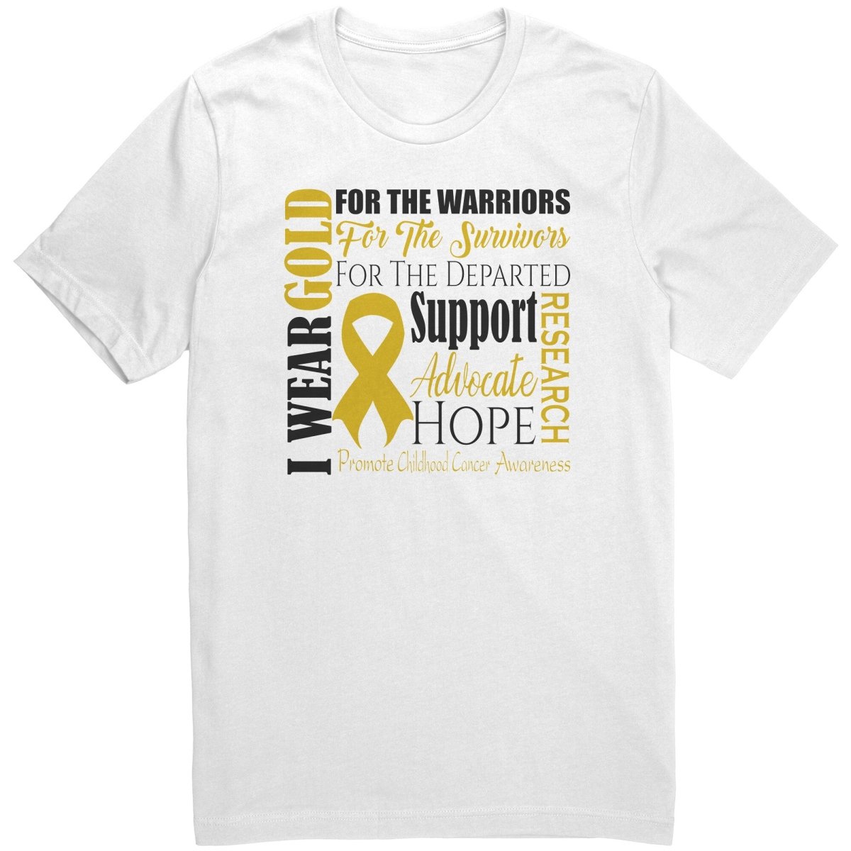 I Wear Gold for Childhood Cancer Awareness T-Shirt, Hoodie, Tank - BluSparkle