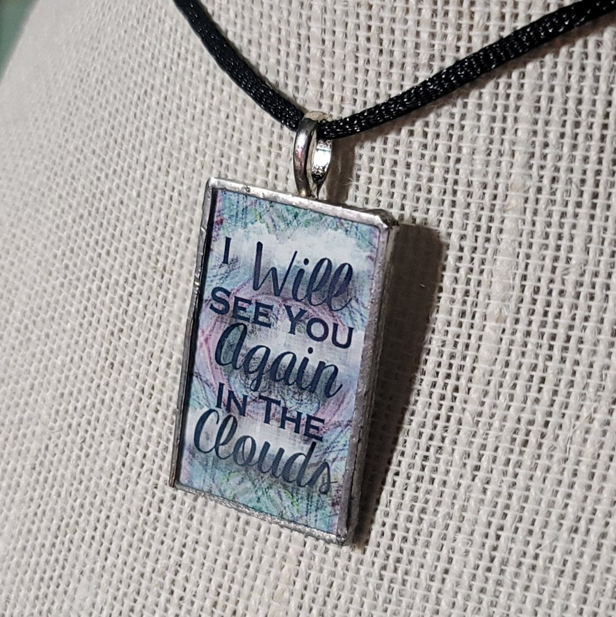 I Will See You Again In The Clouds Handmade Stained - Glass Pendant - BluSparkle