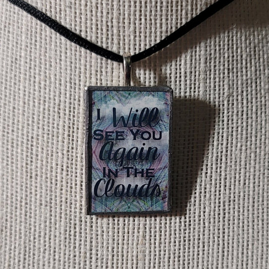 I Will See You Again In The Clouds Handmade Stained - Glass Pendant - BluSparkle