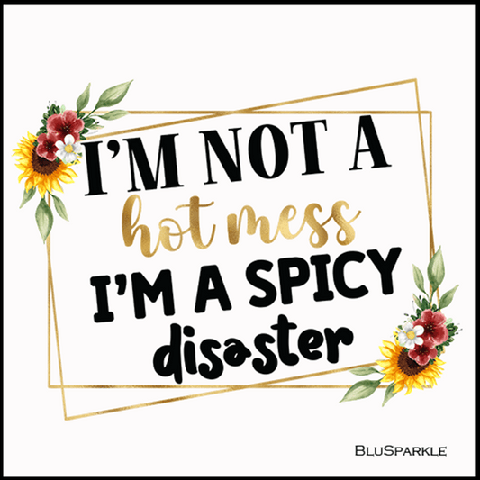 I'm Not A Hot Mess I'm A Spicy Disaster 3.5" Square Wise Expression Magnet - BluSparkle