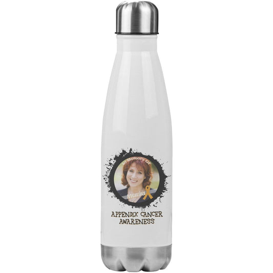 In Memory / In Honor of Appendix Cancer Awareness 20oz Insulated Water Bottle |x| - BluSparkle