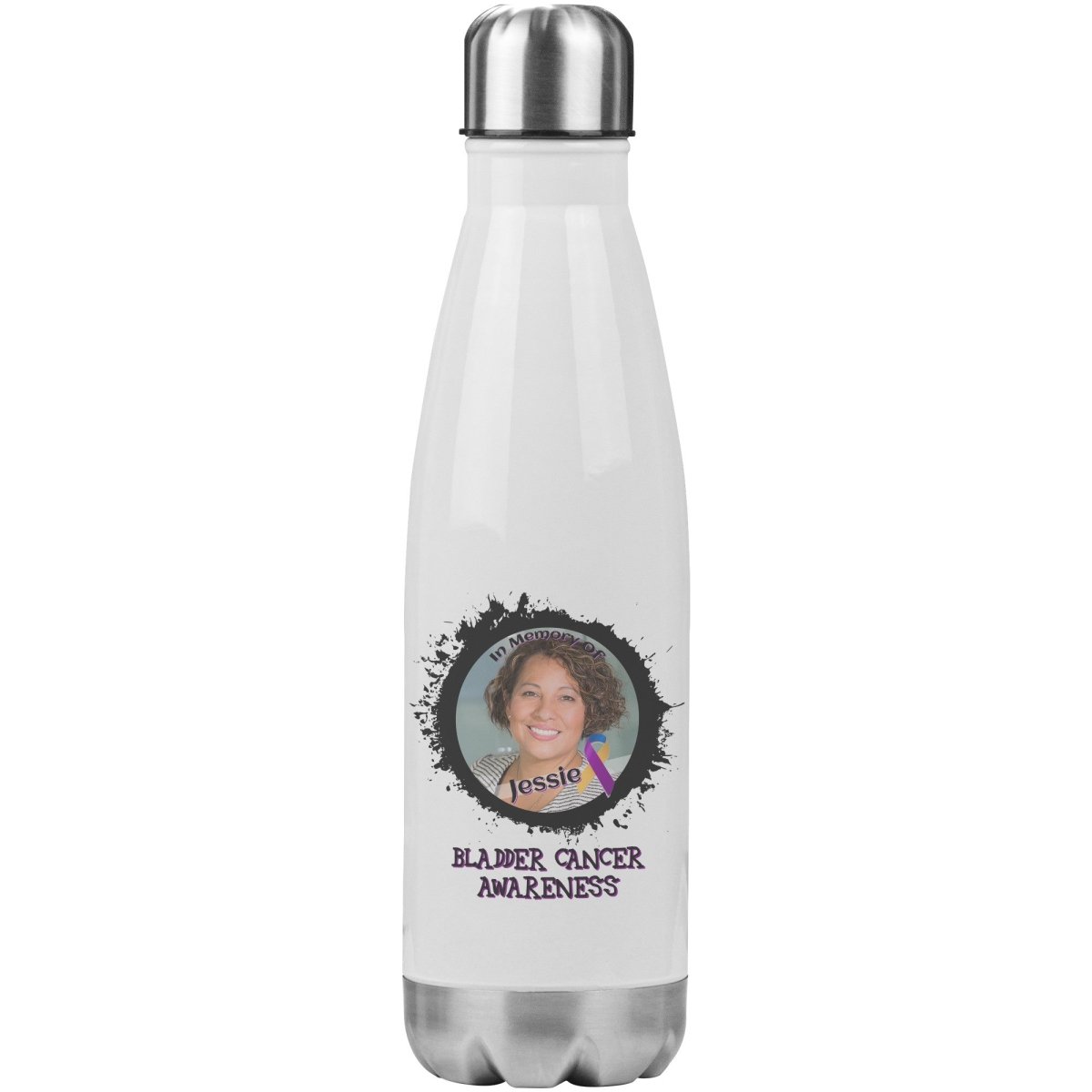 In Memory / In Honor of Bladder Cancer Awareness 20oz Insulated Water Bottle - BluSparkle