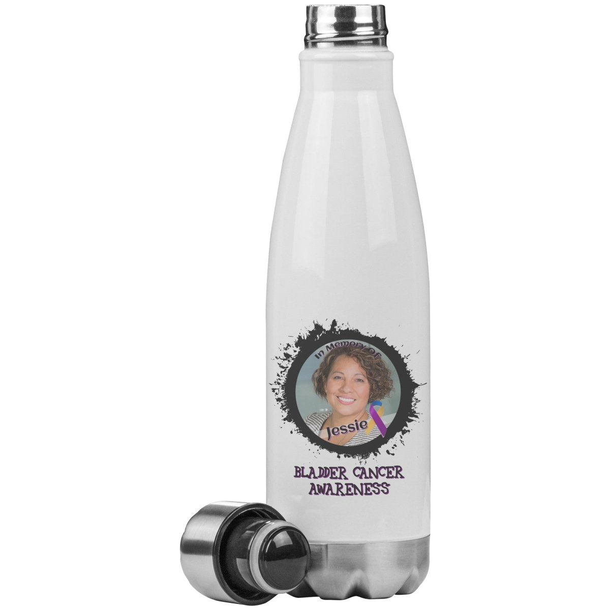 In Memory / In Honor of Bladder Cancer Awareness 20oz Insulated Water Bottle - BluSparkle