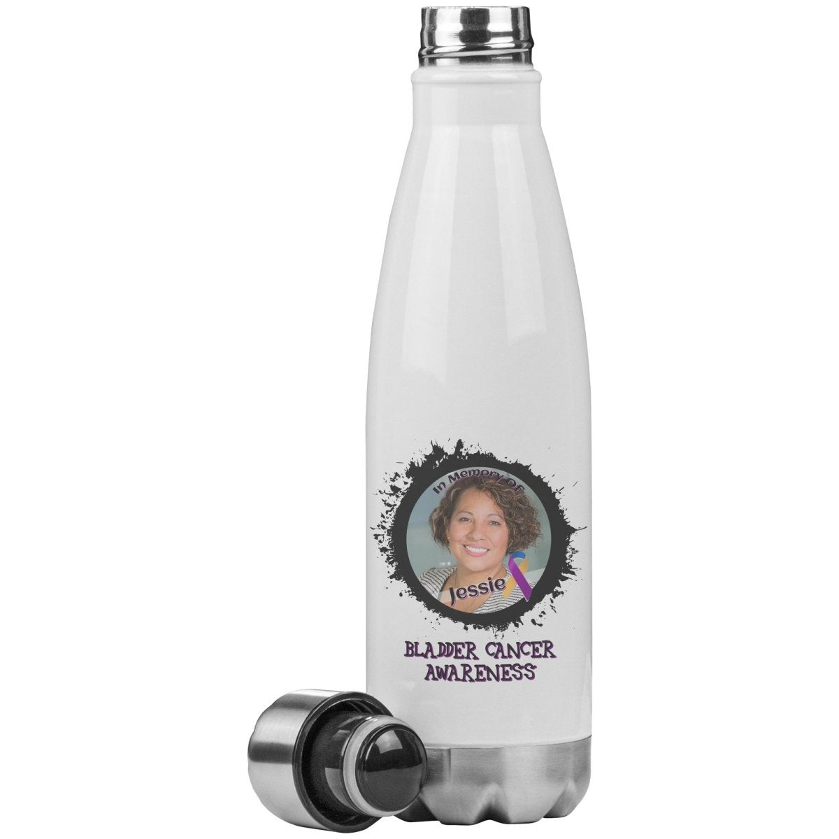 In Memory / In Honor of Bladder Cancer Awareness 20oz Insulated Water Bottle |x| - BluSparkle