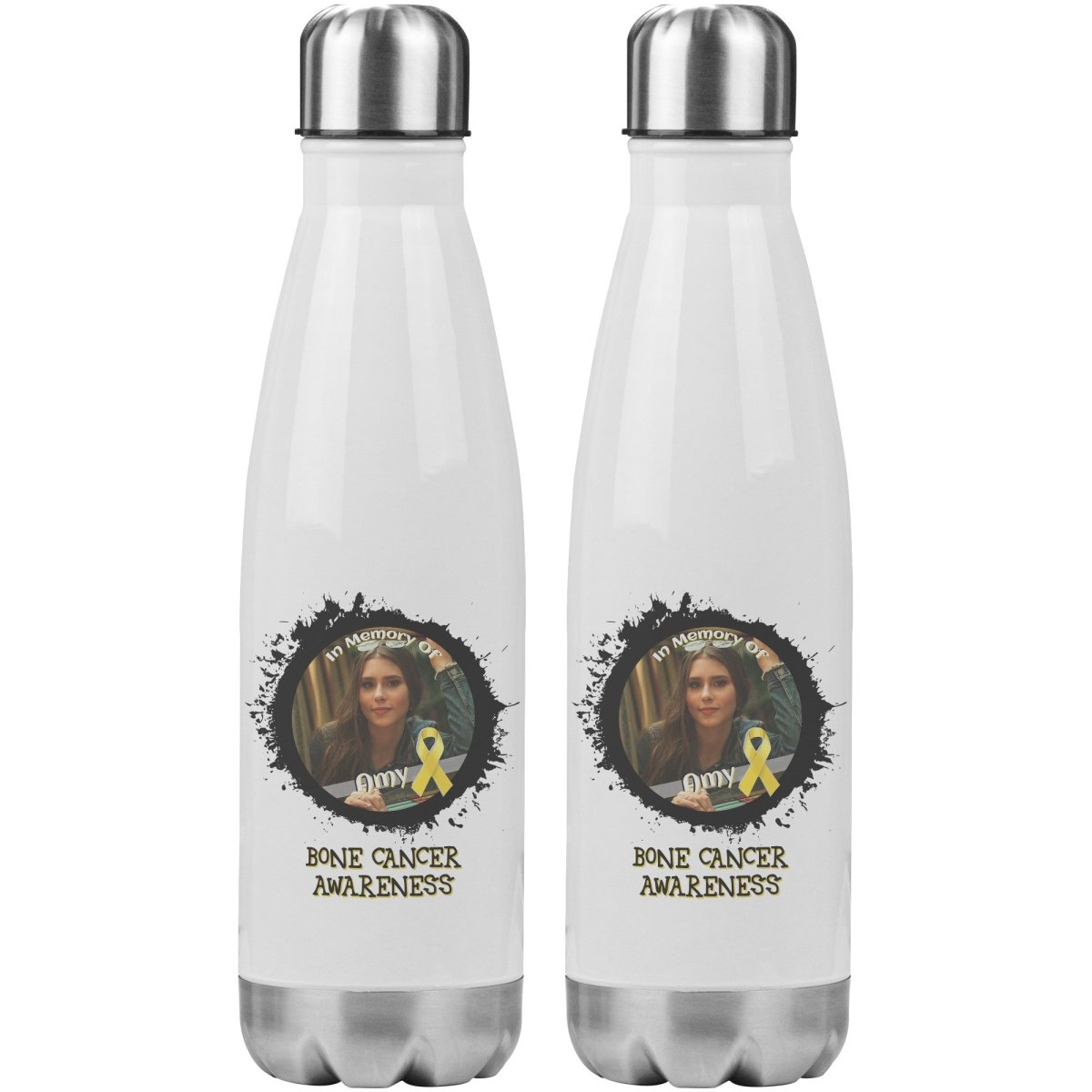 In Memory / In Honor of Bone Cancer Awareness 20oz Insulated Water Bottle - BluSparkle