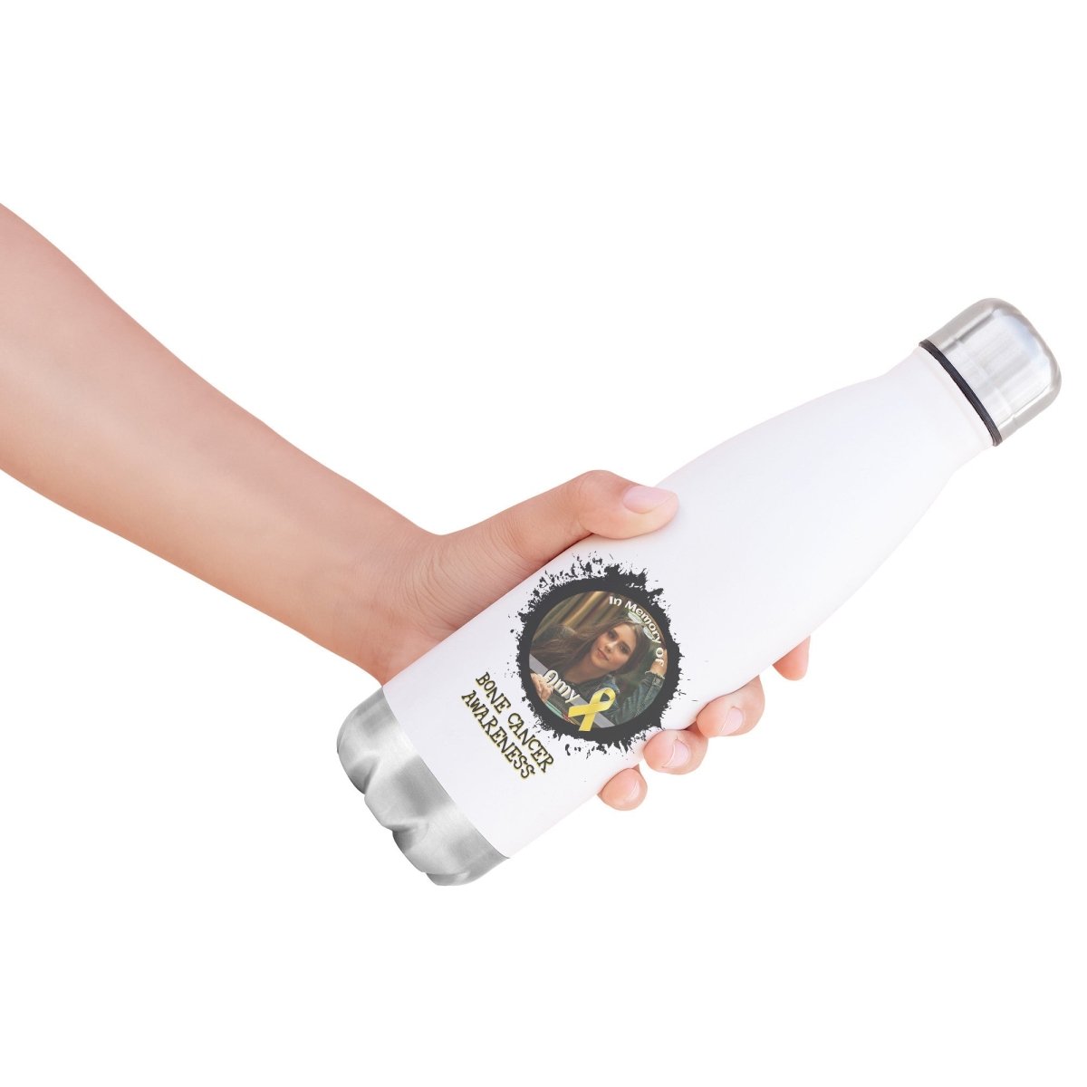 In Memory / In Honor of Bone Cancer Awareness 20oz Insulated Water Bottle |x| - BluSparkle