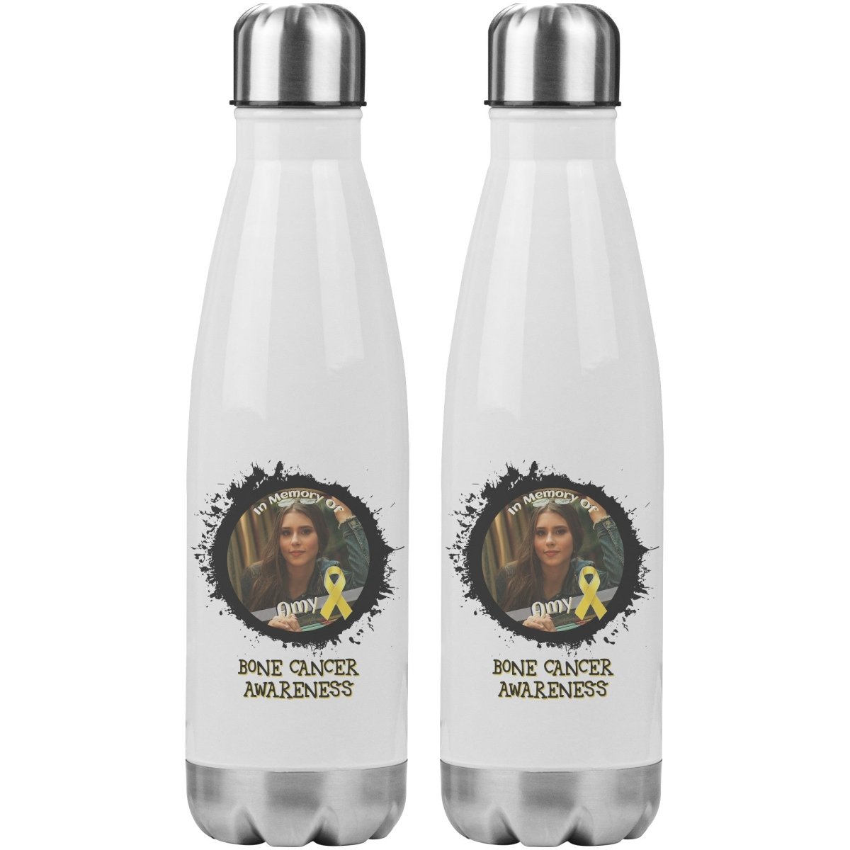 In Memory / In Honor of Bone Cancer Awareness 20oz Insulated Water Bottle |x| - BluSparkle