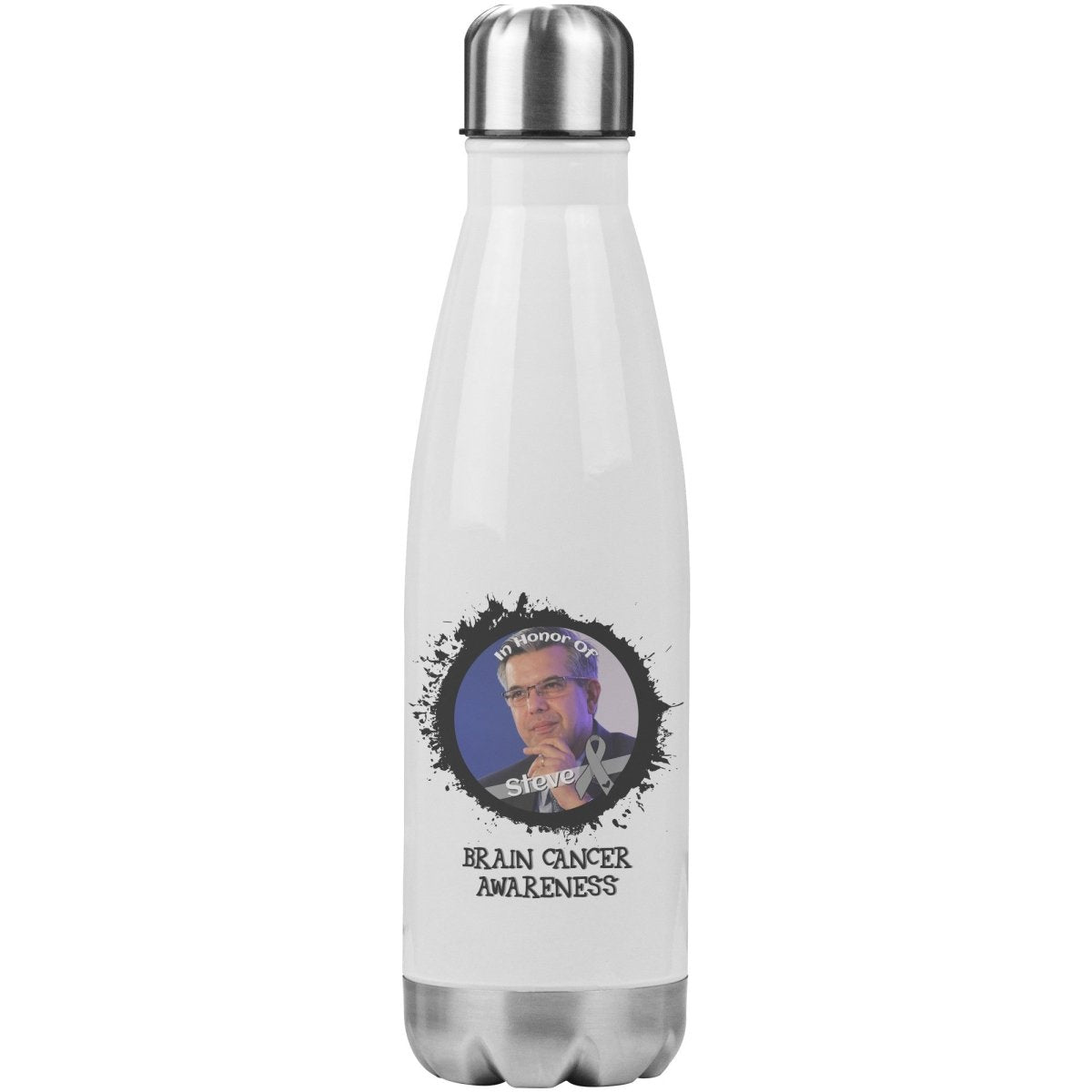 In Memory / In Honor of Brain Cancer Awareness 20oz Insulated Water Bottle - BluSparkle