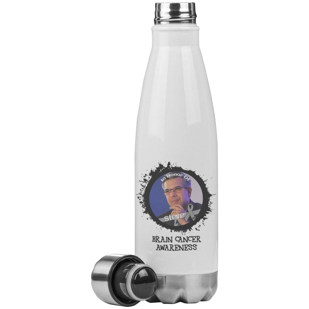 In Memory / In Honor of Brain Cancer Awareness 20oz Insulated Water Bottle - BluSparkle