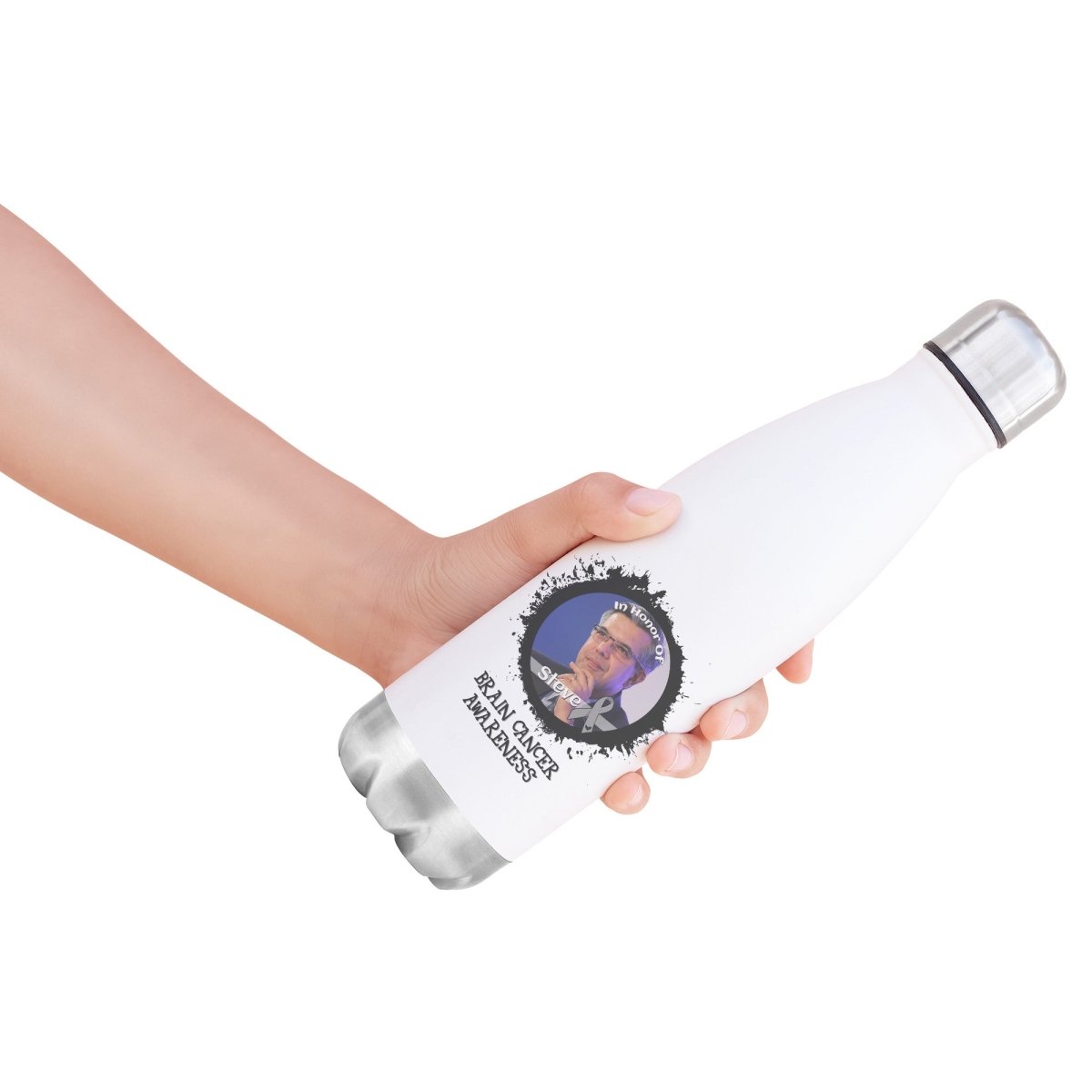 In Memory / In Honor of Brain Cancer Awareness 20oz Insulated Water Bottle - BluSparkle