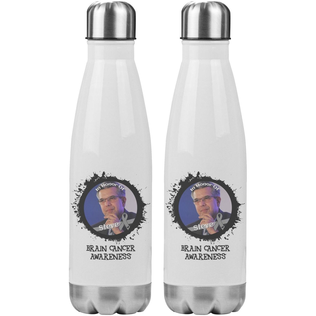 In Memory / In Honor of Brain Cancer Awareness 20oz Insulated Water Bottle - BluSparkle