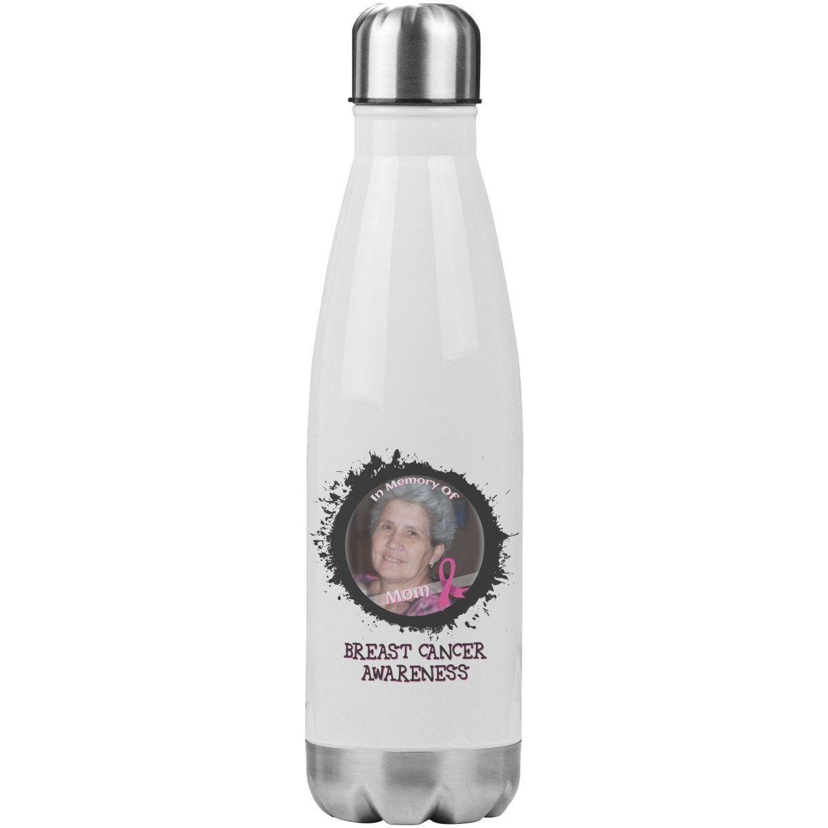 In Memory / In Honor of Breast Cancer Awareness 20oz Insulated Water Bottle - BluSparkle