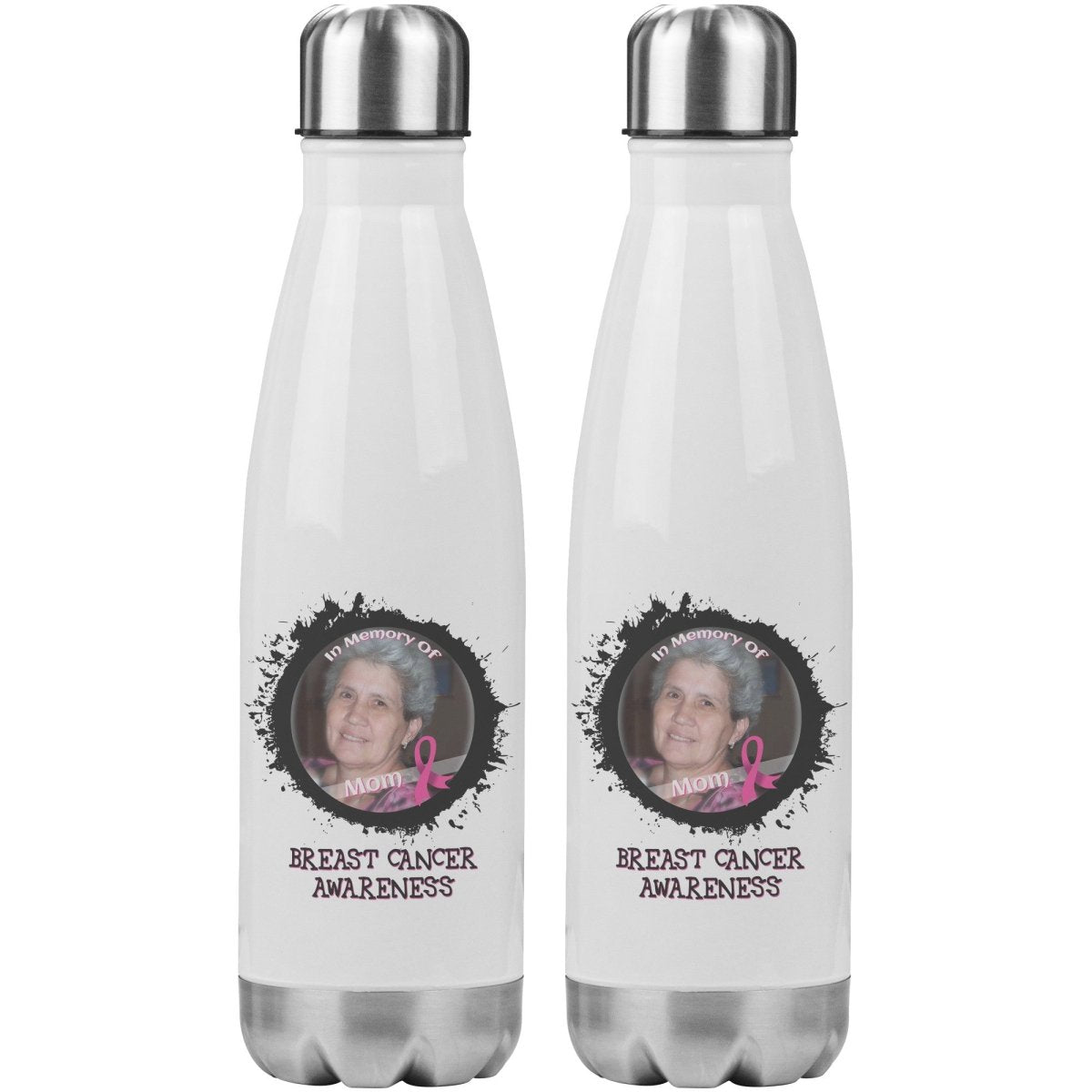 In Memory / In Honor of Breast Cancer Awareness 20oz Insulated Water Bottle - BluSparkle