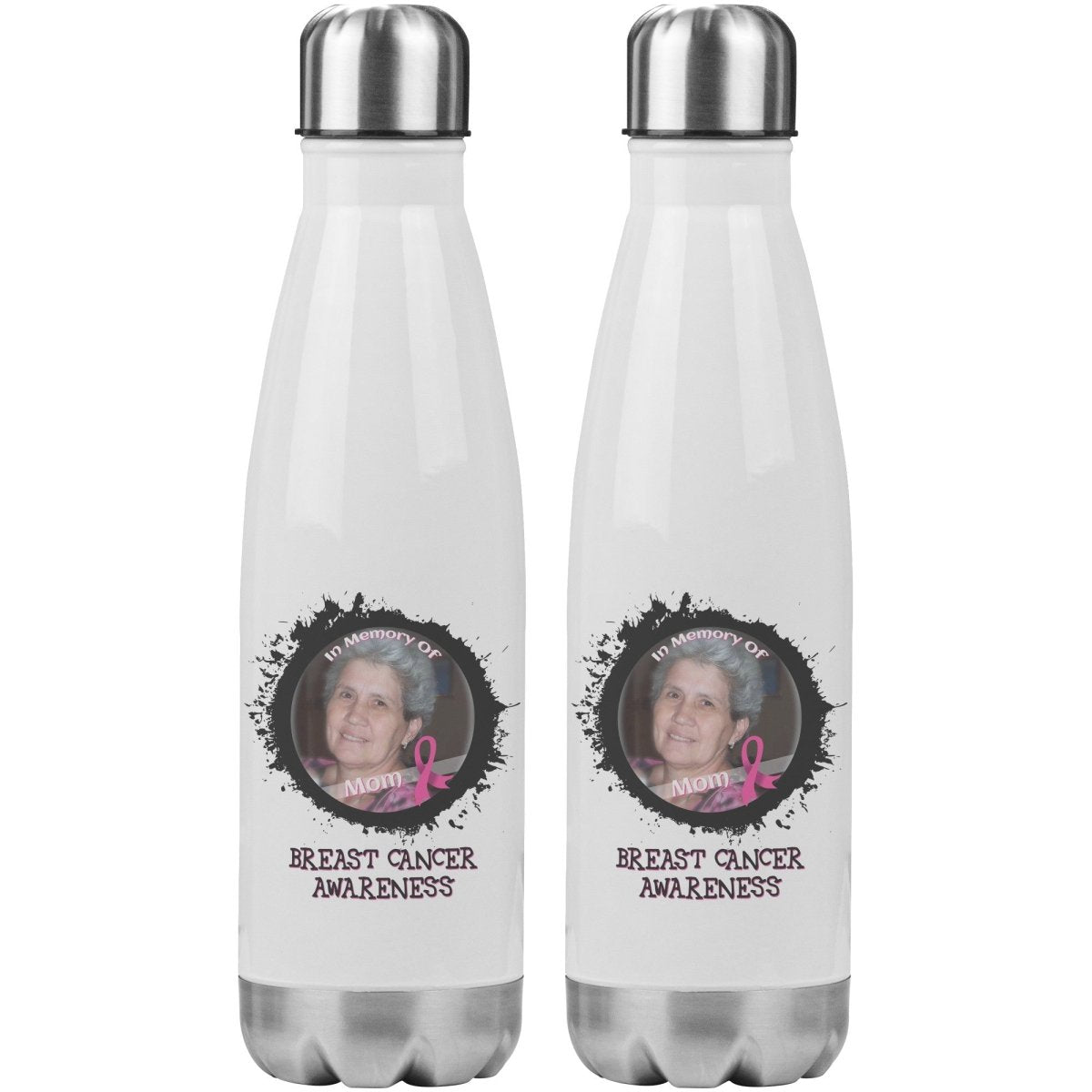 In Memory / In Honor of Breast Cancer Awareness 20oz Insulated Water Bottle |x| - BluSparkle