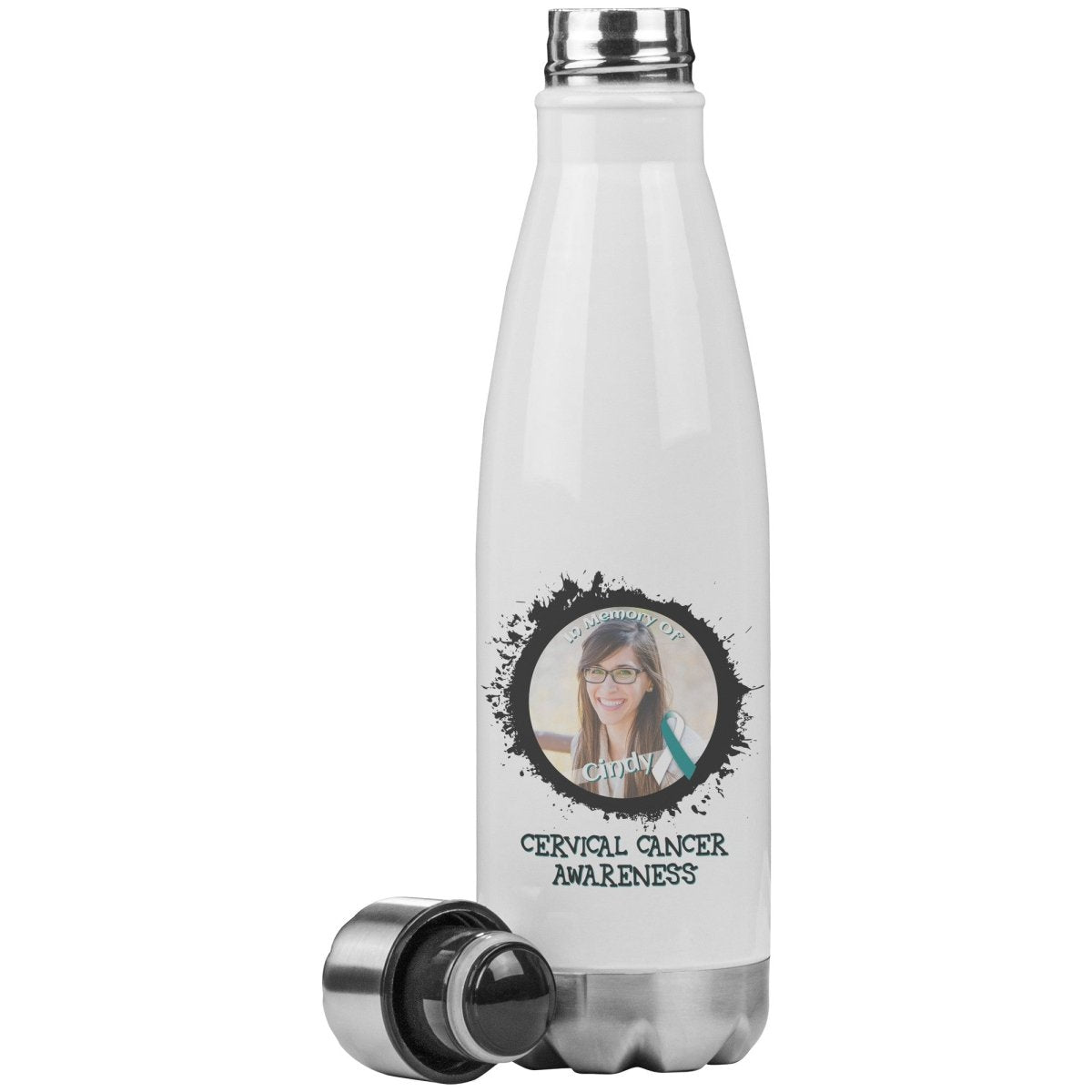 In Memory / In Honor of Cervical Cancer Awareness 20oz Insulated Water Bottle - BluSparkle