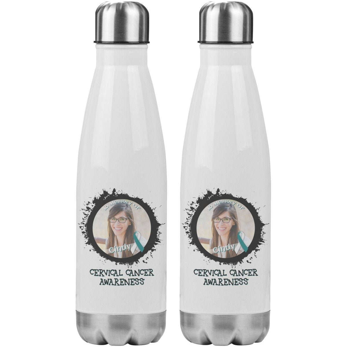 In Memory / In Honor of Cervical Cancer Awareness 20oz Insulated Water Bottle |x| - BluSparkle