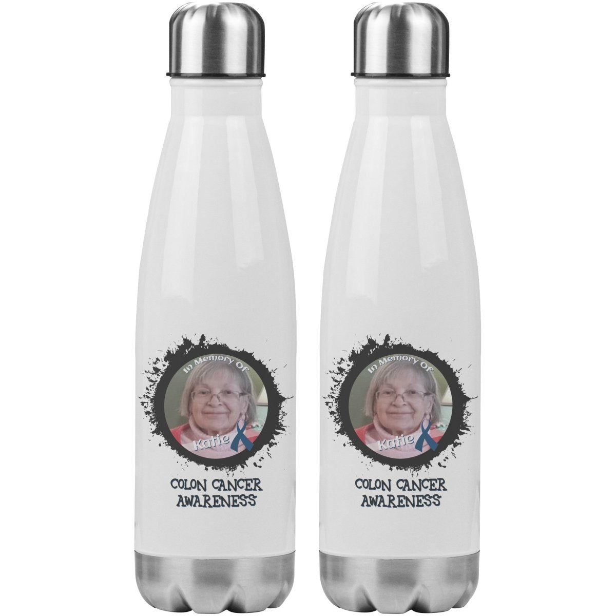 In Memory / In Honor of Colon Cancer Awareness 20oz Insulated Water Bottle - BluSparkle