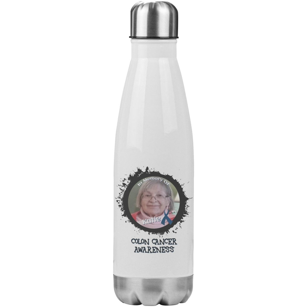 In Memory / In Honor of Colon Cancer Awareness 20oz Insulated Water Bottle - BluSparkle