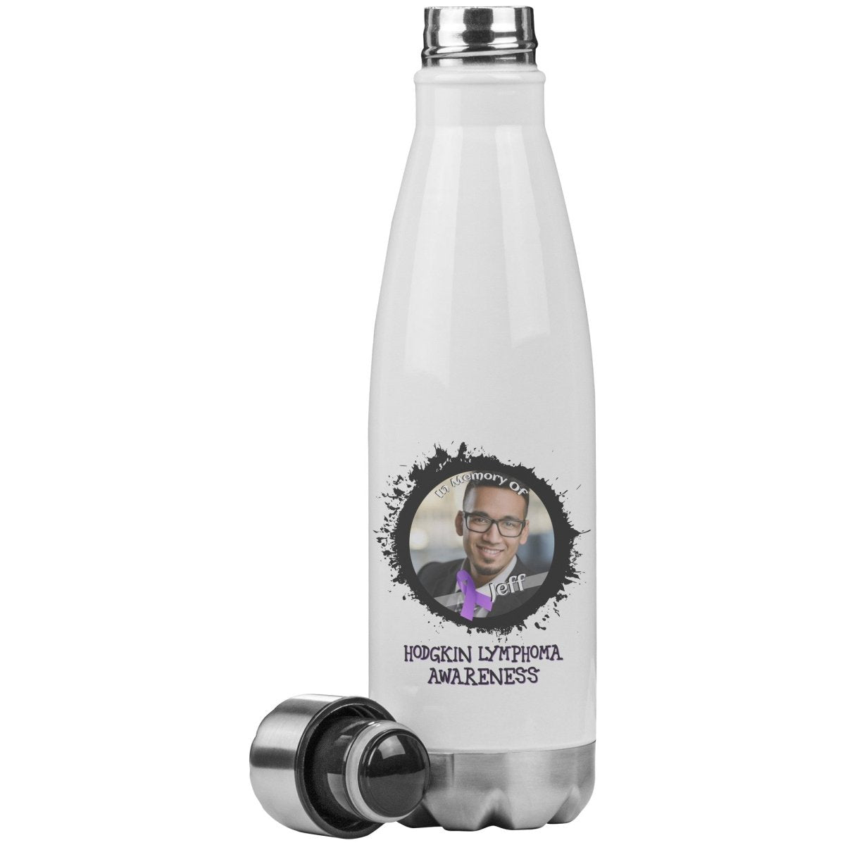 In Memory / In Honor of Hodgkin's Lymphoma Awareness 20oz Insulated Water Bottle |x| - BluSparkle