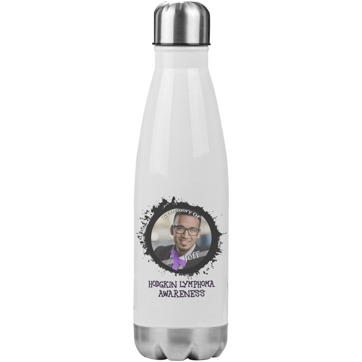 In Memory / In Honor of Hodgkin's Lymphoma Awareness 20oz Insulated Water Bottle |x| - BluSparkle