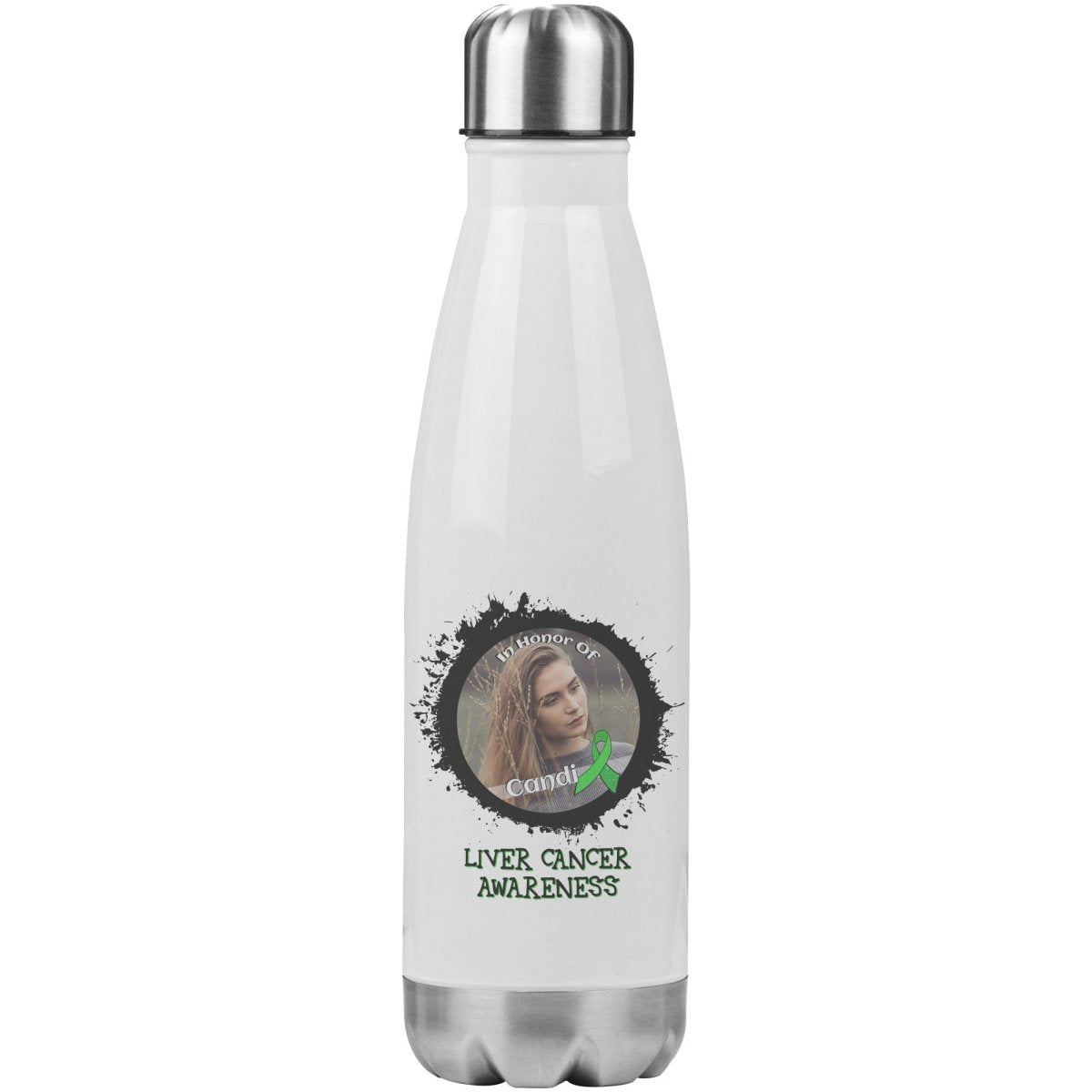 In Memory / In Honor of Liver Cancer Awareness 20oz Insulated Water Bottle |x| - BluSparkle