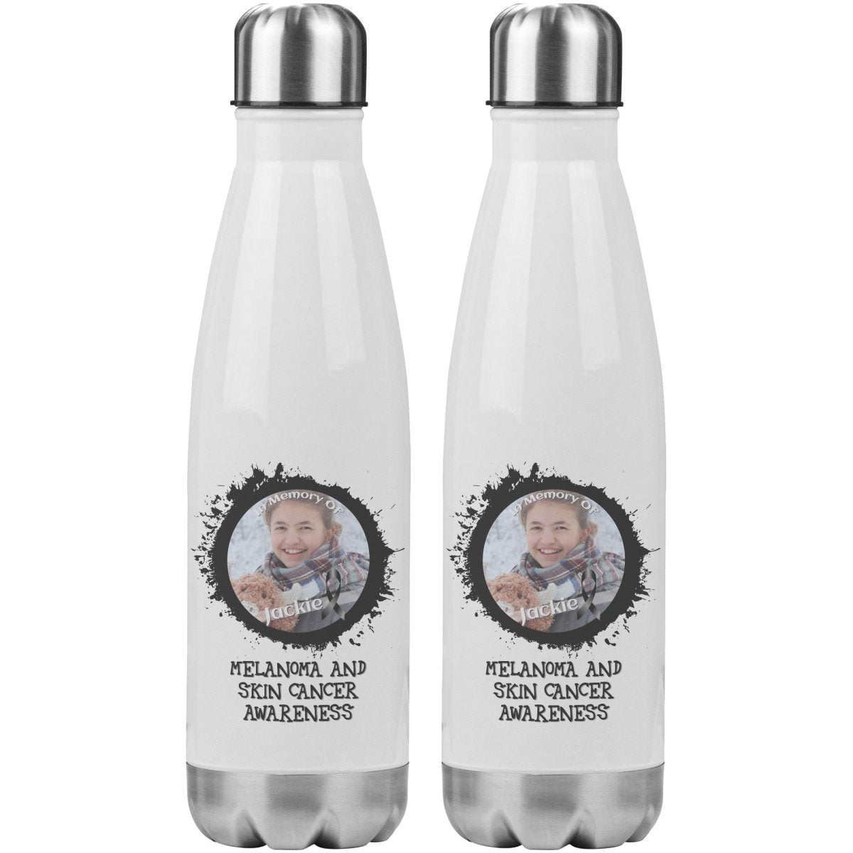 In Memory / In Honor of Melanoma and Skin Cancer Awareness 20oz Insulated Water Bottle |x| - BluSparkle