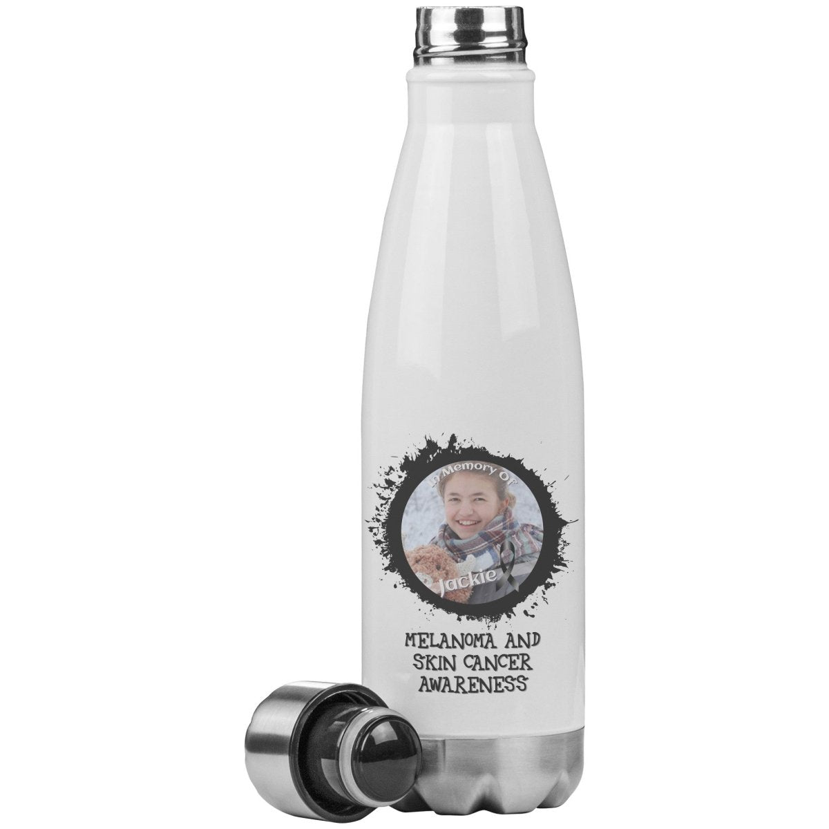 In Memory / In Honor of Melanoma and Skin Cancer Awareness 20oz Insulated Water Bottle |x| - BluSparkle