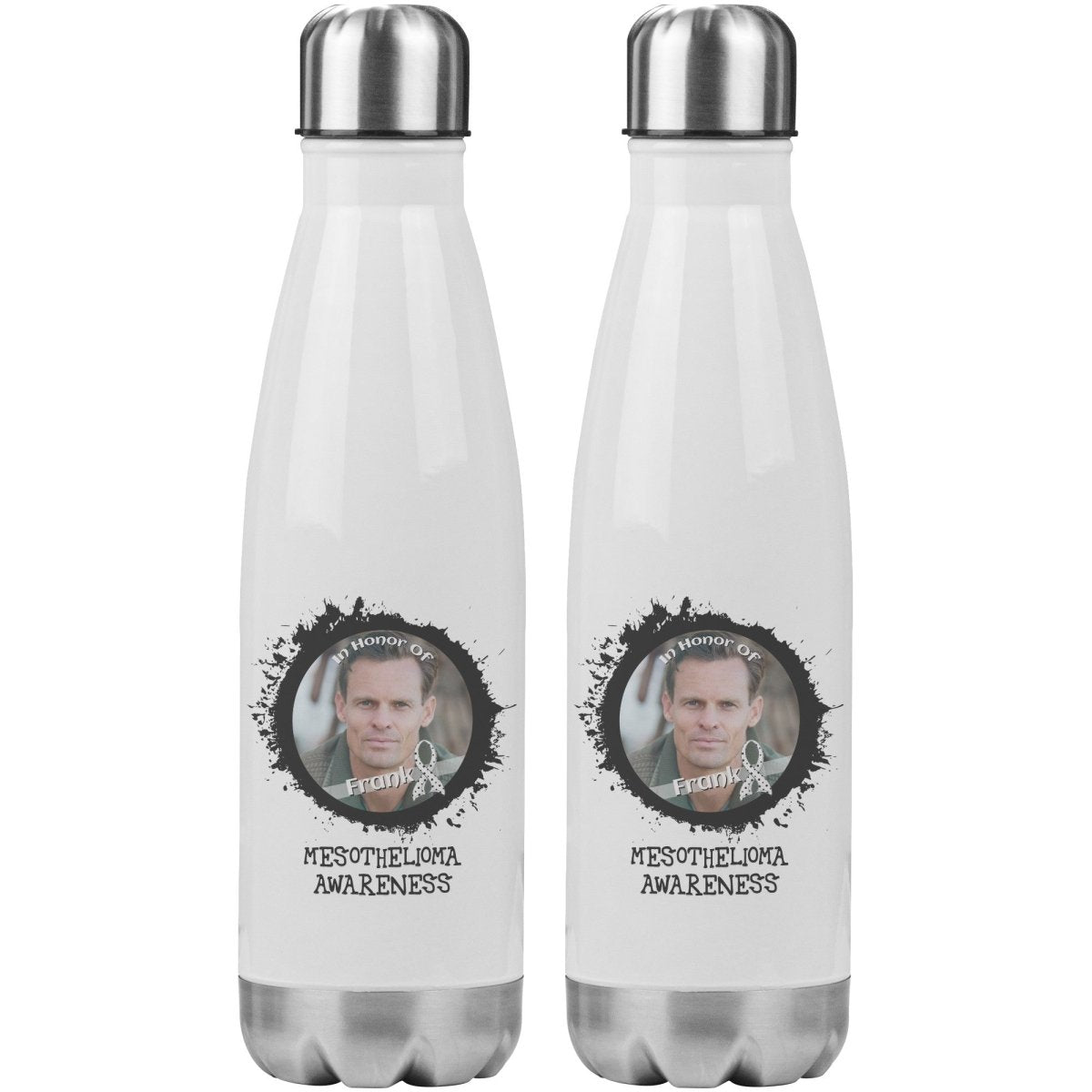 In Memory / In Honor of Mesothelioma Cancer Awareness 20oz Insulated Water Bottle |x| - BluSparkle