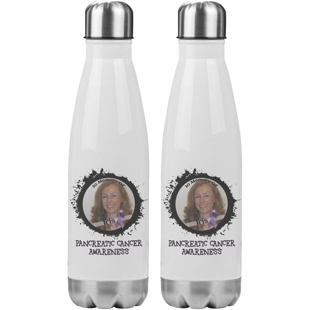 In Memory / In Honor of Pancreatic Cancer Awareness 20oz Insulated Water Bottle |x| - BluSparkle