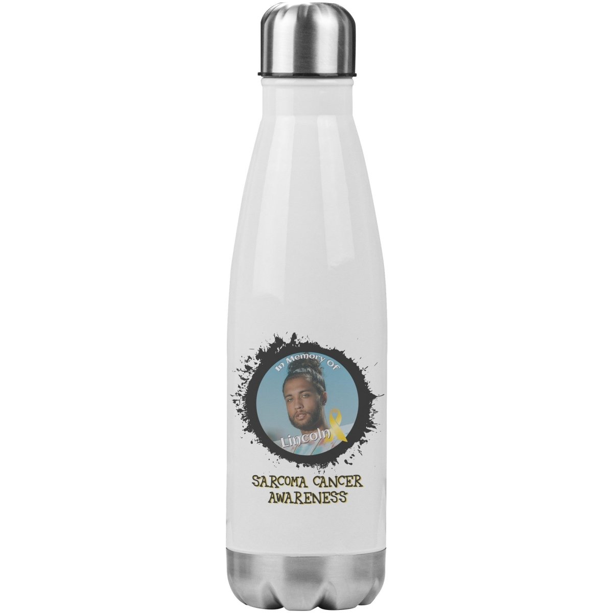 In Memory / In Honor of Sarcoma Cancer Awareness 20oz Insulated Water Bottle |x| - BluSparkle