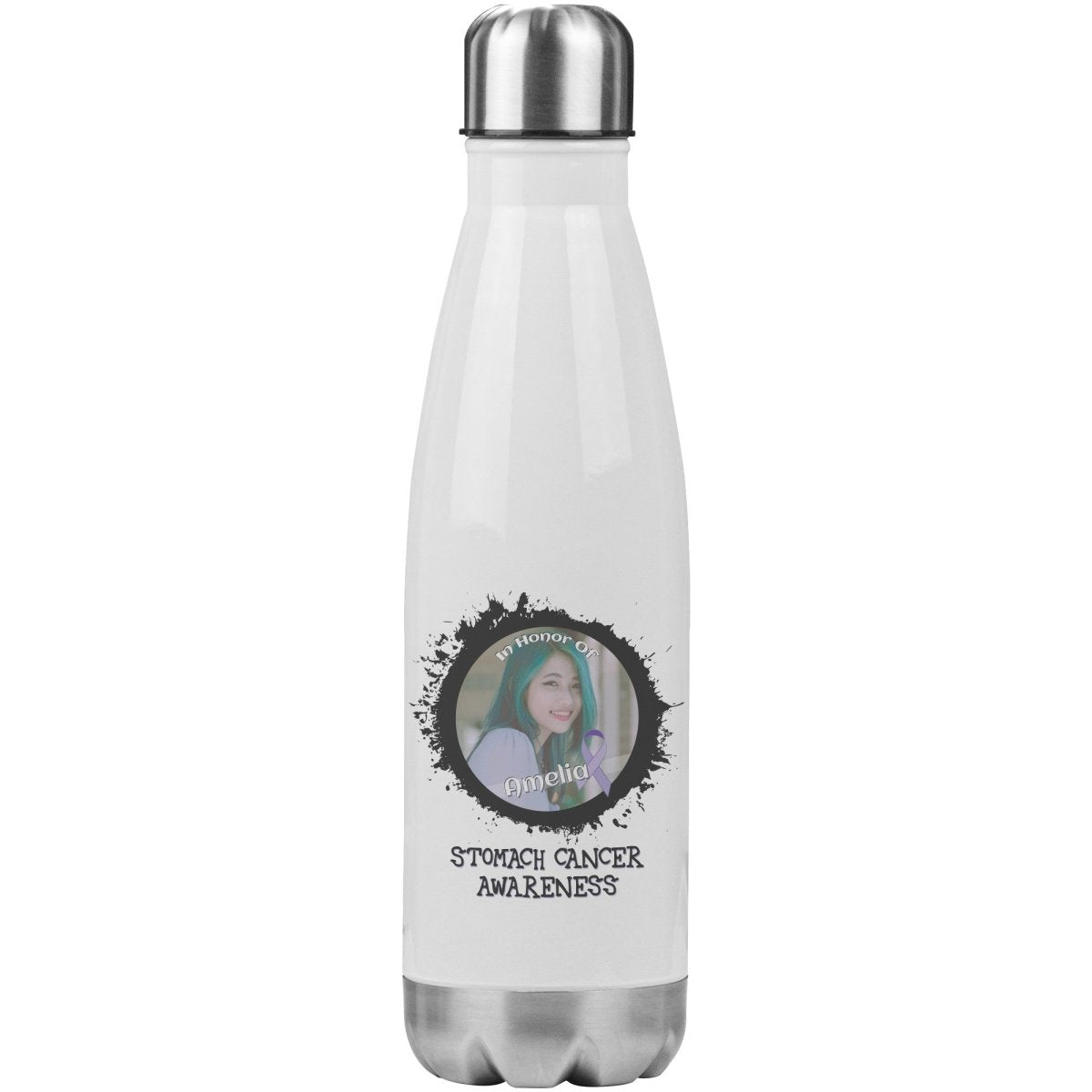 In Memory / In Honor of Stomach Cancer Awareness 20oz Insulated Water Bottle - BluSparkle