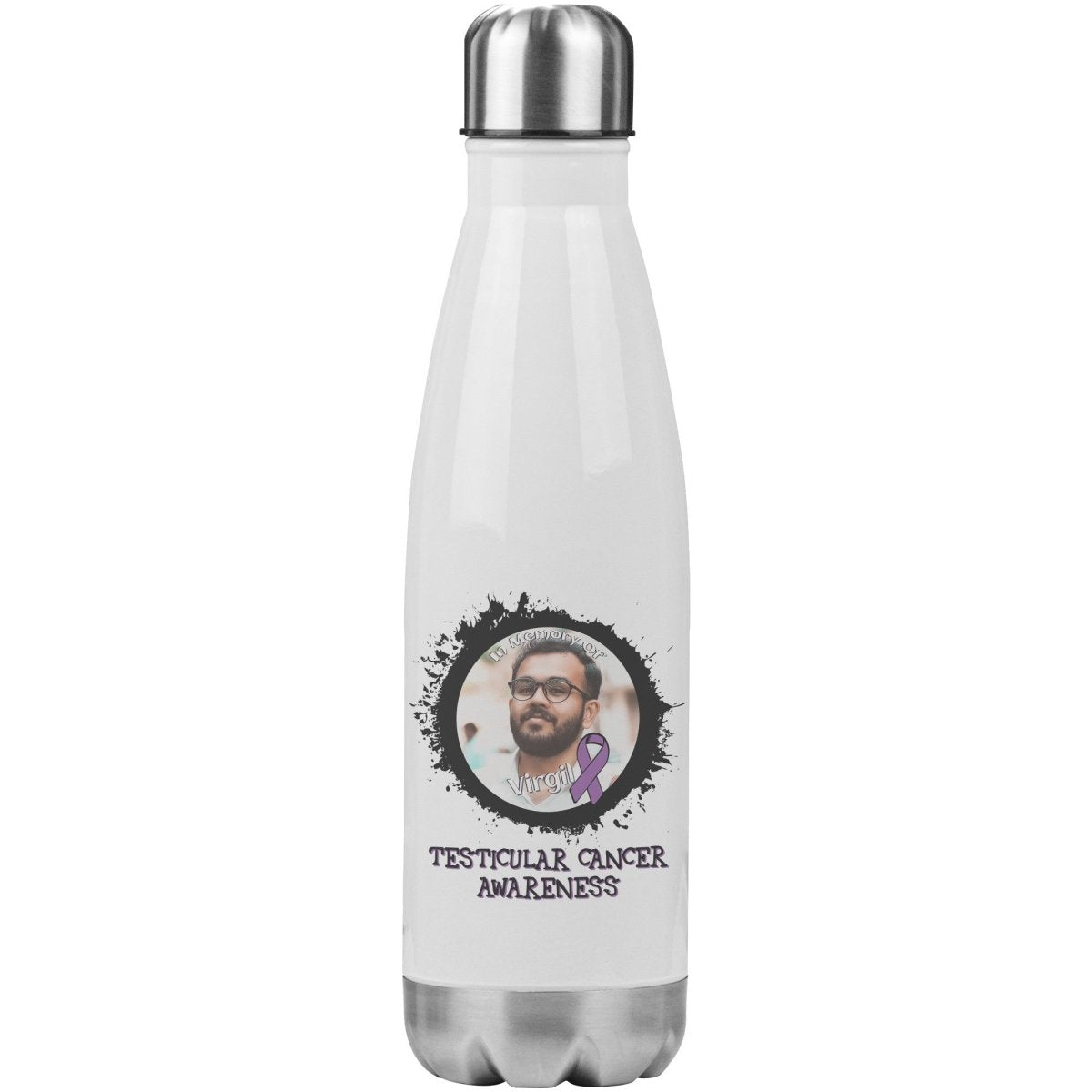 In Memory / In Honor of Testicular Cancer Awareness 20oz Insulated Water Bottle - BluSparkle