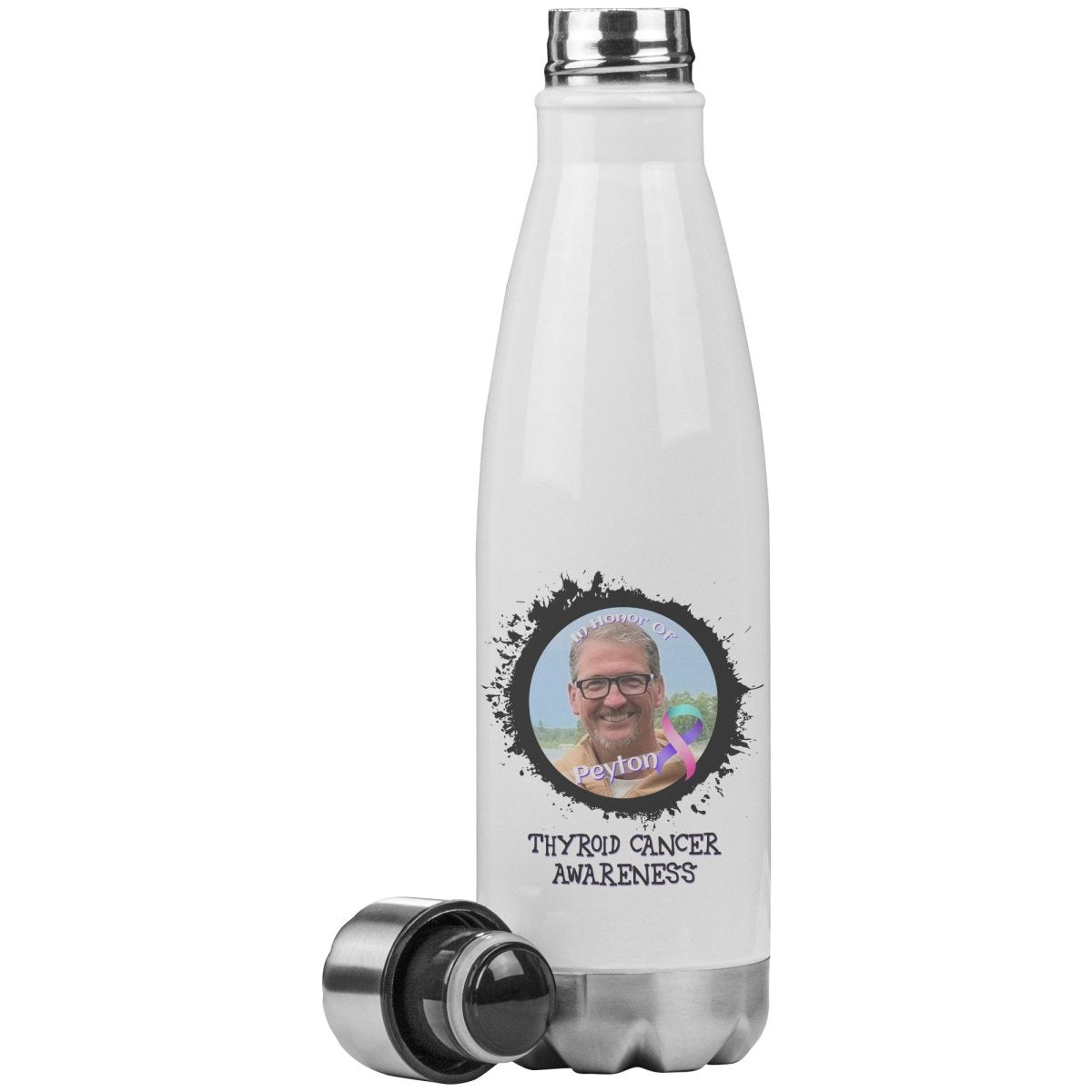 In Memory / In Honor of Thyroid Cancer Awareness 20oz Insulated Water Bottle - BluSparkle