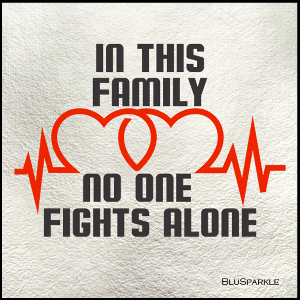 In This Family No One Fights Alone 3.5" Square Wise Expression Magnet - BluSparkle