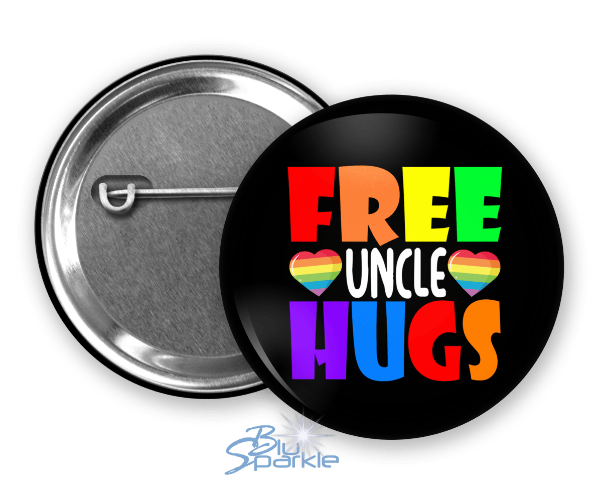 LGTBQ+ Free Hugs Pinback Button - BluSparkle