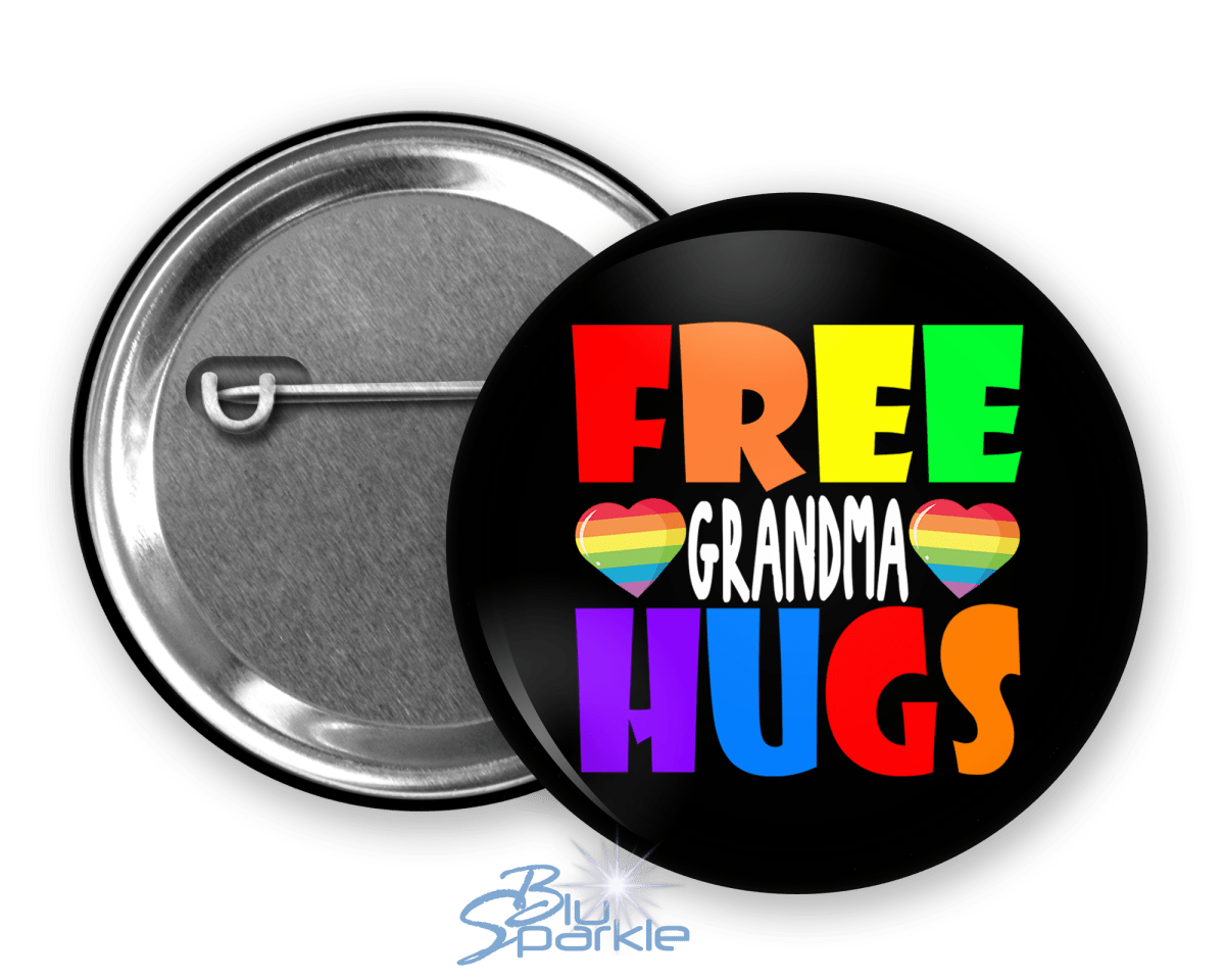 LGTBQ+ Free Hugs Pinback Button - BluSparkle