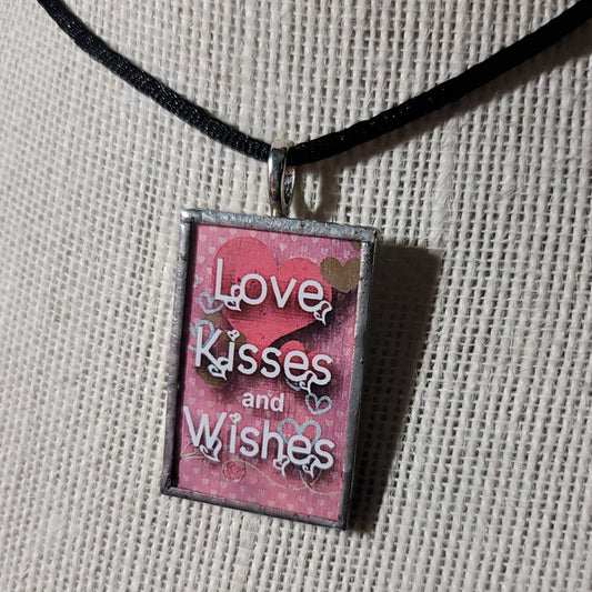 Love, Kisses & Wishes Handmade Stained - Glass Pendant - BluSparkle