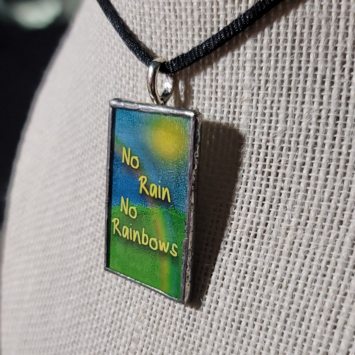 No Rain, No Rainbows Handmade Stained - Glass Pendant - BluSparkle