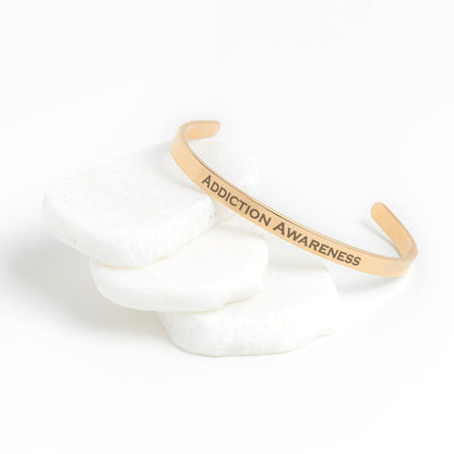Personalized Addiction Awareness Cuff Bracelet - BluSparkle
