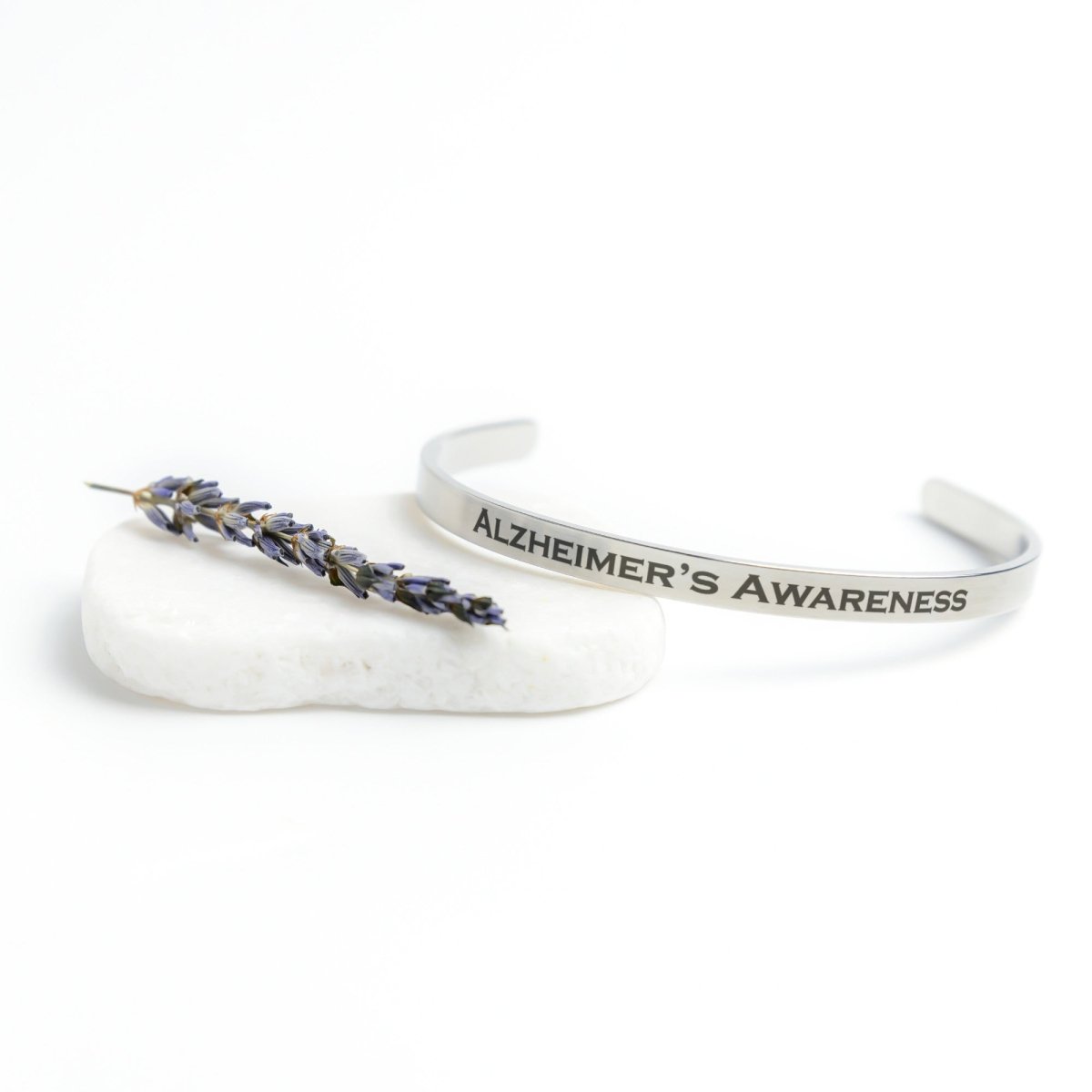 Personalized Alzheimer's Awareness Cuff Bracelet - BluSparkle