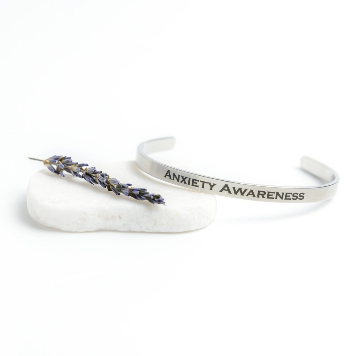 Personalized Anxiety Awareness Cuff Bracelet - BluSparkle