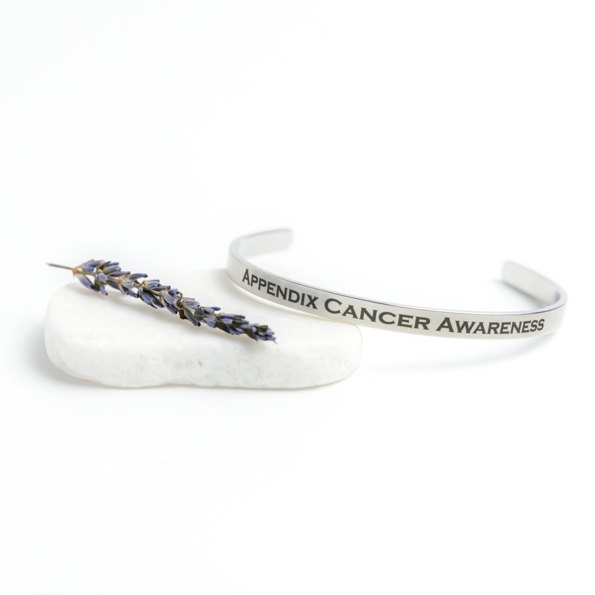 Personalized Appendix Cancer Awareness Cuff Bracelet - BluSparkle