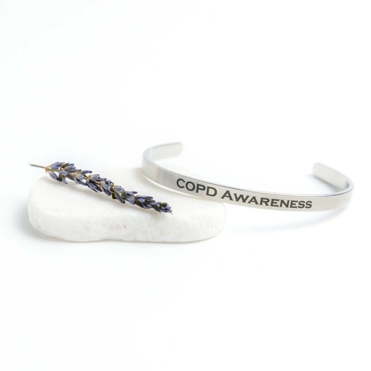 Personalized COPD Awareness Cuff Bracelet - BluSparkle