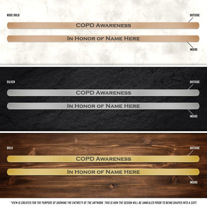 Personalized COPD Awareness Cuff Bracelet - BluSparkle
